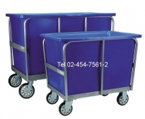 MT-27:รถเข็นผ้าลอนดรี้สแตนเลส 
กระบะ Fiber สีน้ำเงิน
Laundry Trolley-S024